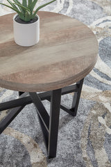 Round Grayish Brown and Black Coffee Table Set — product image 3