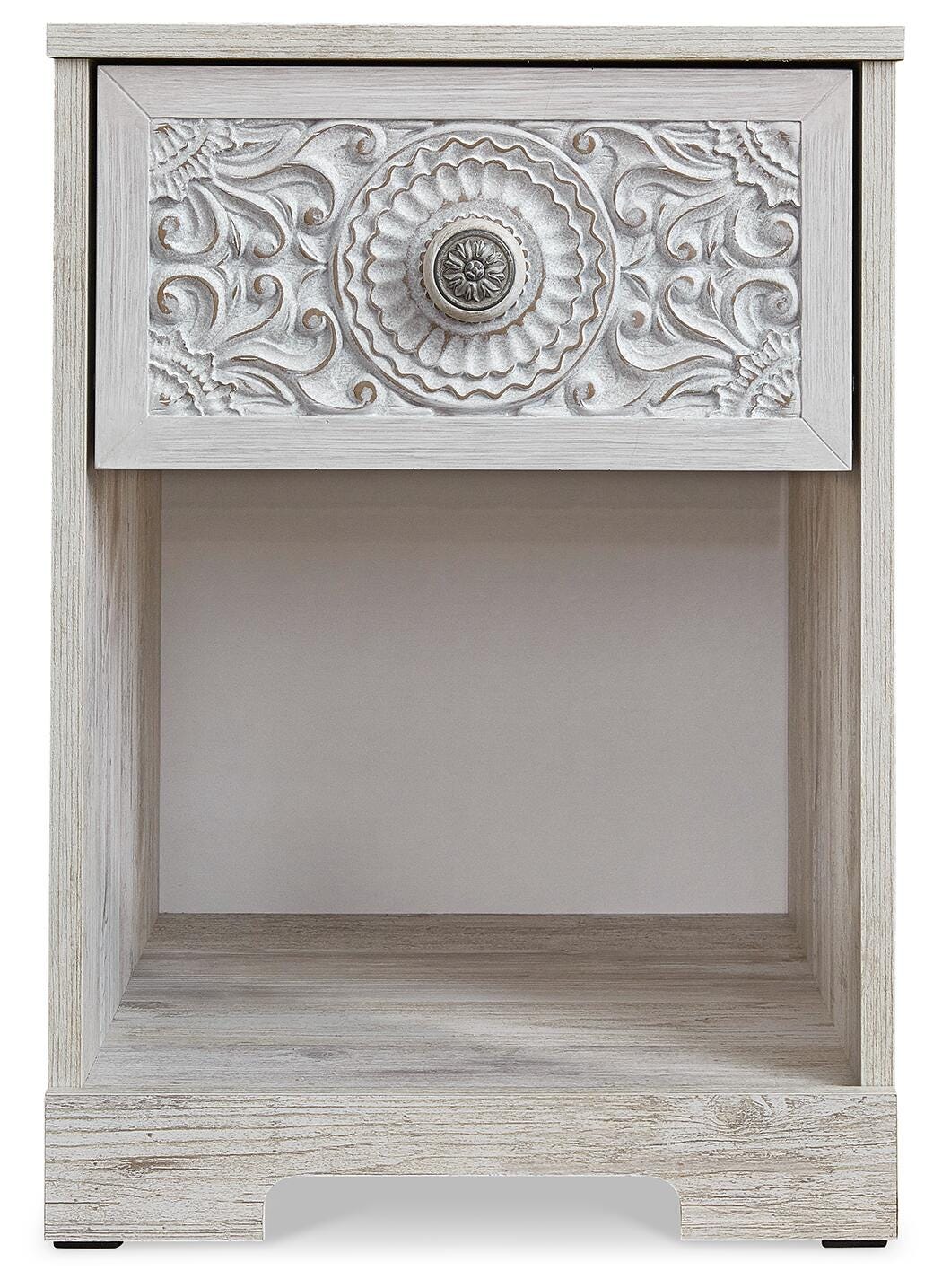 Paxberry Whitewash Nightstand — front view