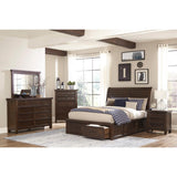 Logandale Brown Transitional Mango Veneer Wood And Engineered Wood Queen Storage Sleigh Bed - Ella Furniture