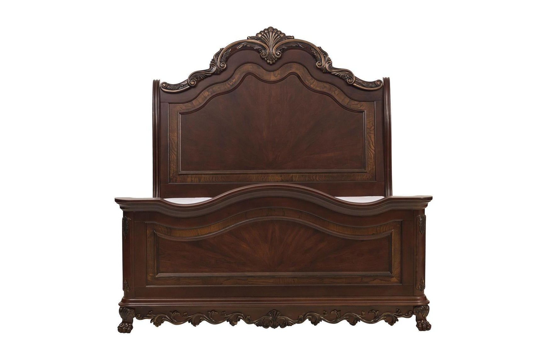 Deryn Park Cherry Modern Sleek Traditional Solid Hardwood Sleigh Bedroom Set - Ella Furniture