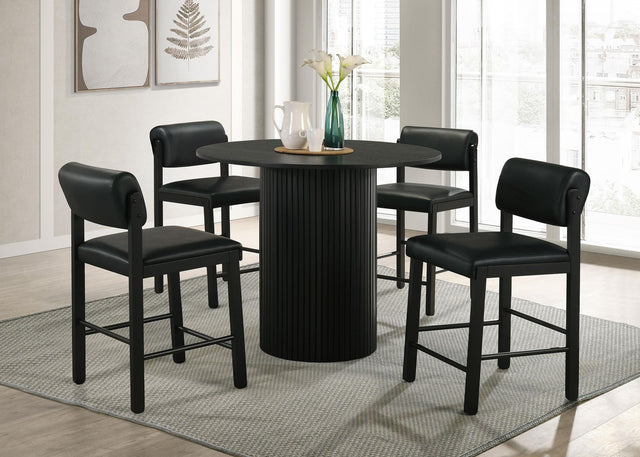 Hamlyn 5-Piece Round Wood Counter Height Dining Set Black — product view
