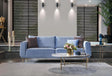 Merida Blue and Gold 3-Seater Sofa front view upholstery