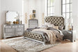 main view of Avondale Silver Upholstered Tufted Panel Bedroom Set bed