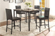 main view of Tempe Brown Counter Height Rectangular Dining Table with leather seats
