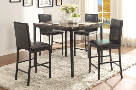 main view of Tempe Brown Counter Height Rectangular Dining Table with leather seats