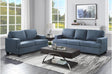 Main view of Elmont Blue Fabric Sofa and Loveseat set
