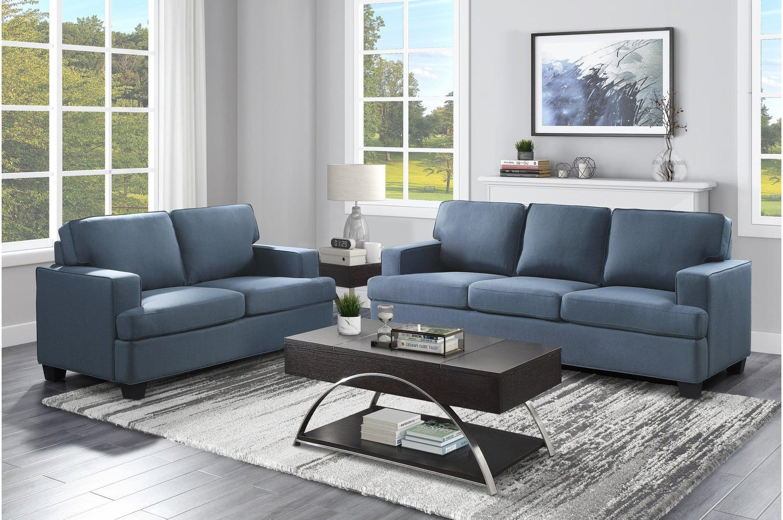 main view of Elmont Blue Fabric Living Room Set furniture