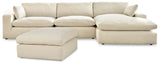 Elyza Linen 3-Piece Sectional with Ottoman — product image 2