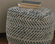 Chevron Blue Pouf front angle view