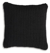 Side angle of Renemore Black Pillow highlighting thickness and texture
