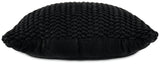 Back view of Renemore Black Pillow with plain black canvas reverse