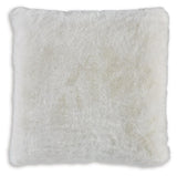 Gariland White Pillow side angle showing fur texture