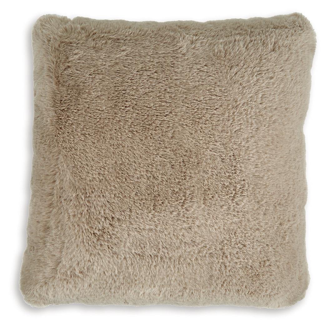 Gariland Taupe Pillow side angle showing texture and zipper
