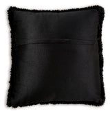 Gariland Black Faux Fur Pillow close-up zipper detail