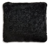 Gariland Black Faux Fur Pillow side angle showing texture