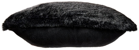 Back view of Gariland Black Pillow with solid fabric reverse