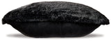 Gariland Black Faux Fur Pillow back solid fabric view