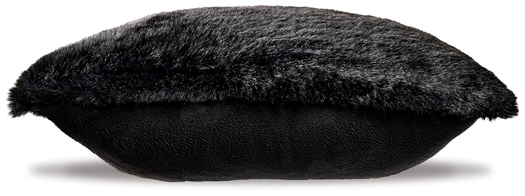Gariland Black Faux Fur Pillow back solid fabric view