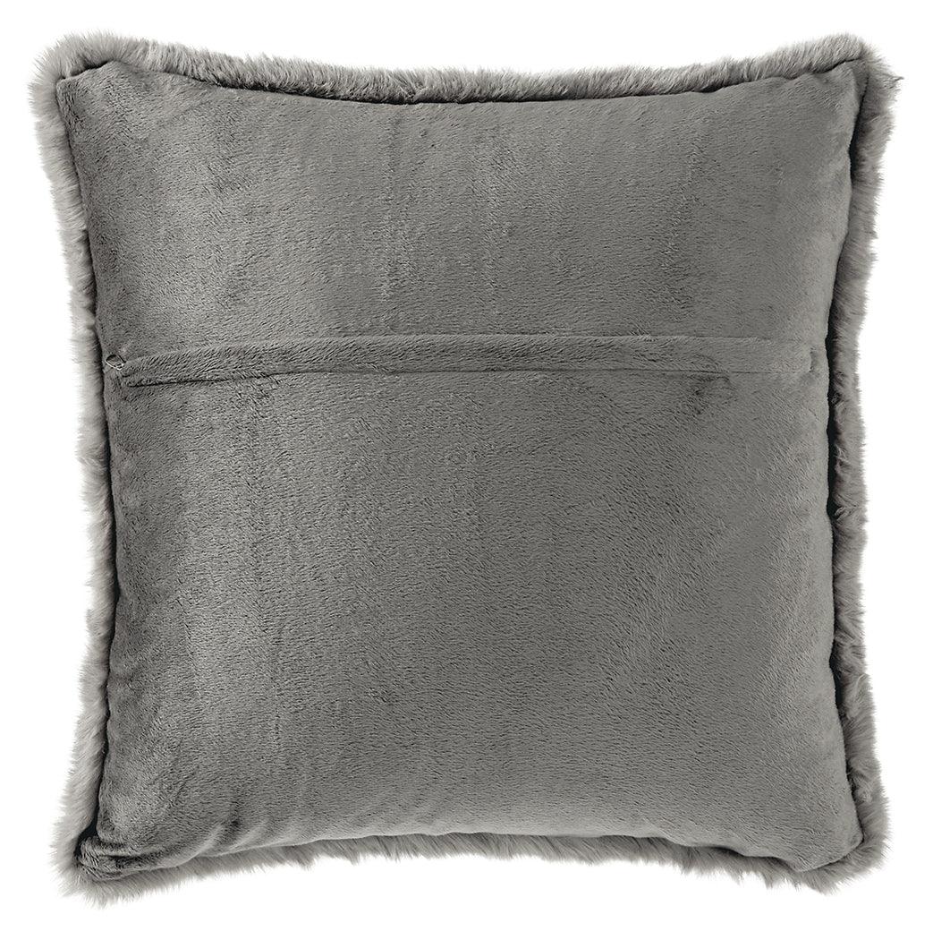 Gariland Gray Pillow close-up of zipper closure detail