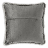 Gariland Gray Faux Fur Pillow back view