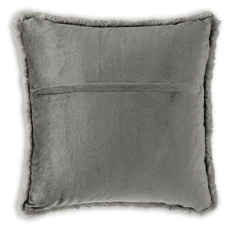 Gariland Gray Faux Fur Pillow back view