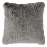 Gariland Gray Faux Fur Pillow angled side view