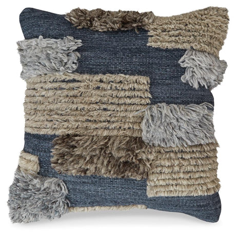 Gibbend Pillow set back view showing gray solid reverse