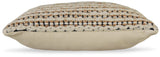 Close up of handwoven wool and jute striped pattern on Nealington pillow
