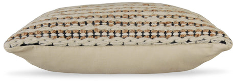 Nealington pillow side view highlighting thickness and zipper closure