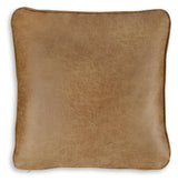 Cortnie Caramel Faux Leather Pillow Back View
