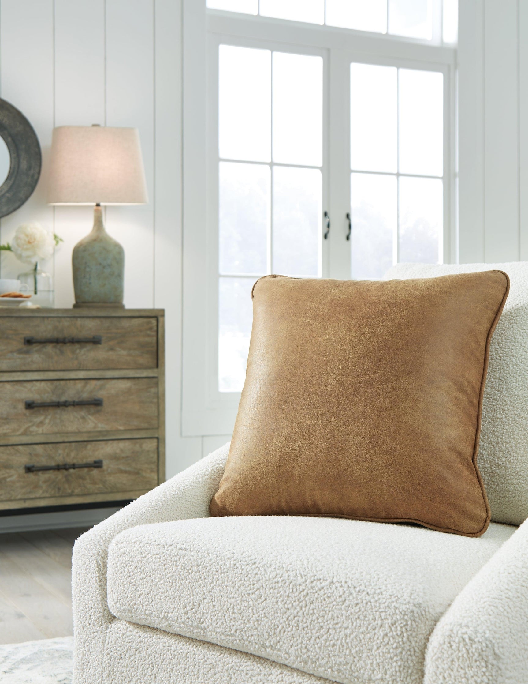 Cortnie Caramel Single Pillow Close-up