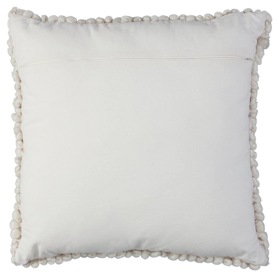 Back view of Aavie Ivory decorative pillow showing solid ivory reverse