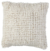 Front view of Aavie Ivory decorative pillow showing looped face