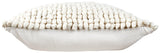 Side angle of Aavie Ivory decorative pillow with zipper closure visible