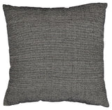 Edelmont black and linen striped pillow side view