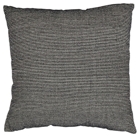 Edelmont black and linen striped pillow side view