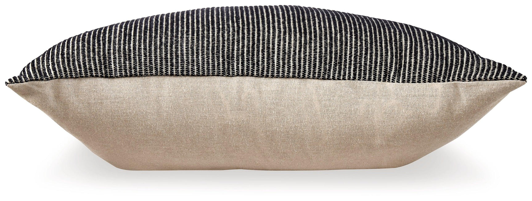 Back view of Edelmont Black and Linen Striped Pillow