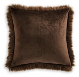 Bellethrone Brown Faux Fur Pillow close-up texture