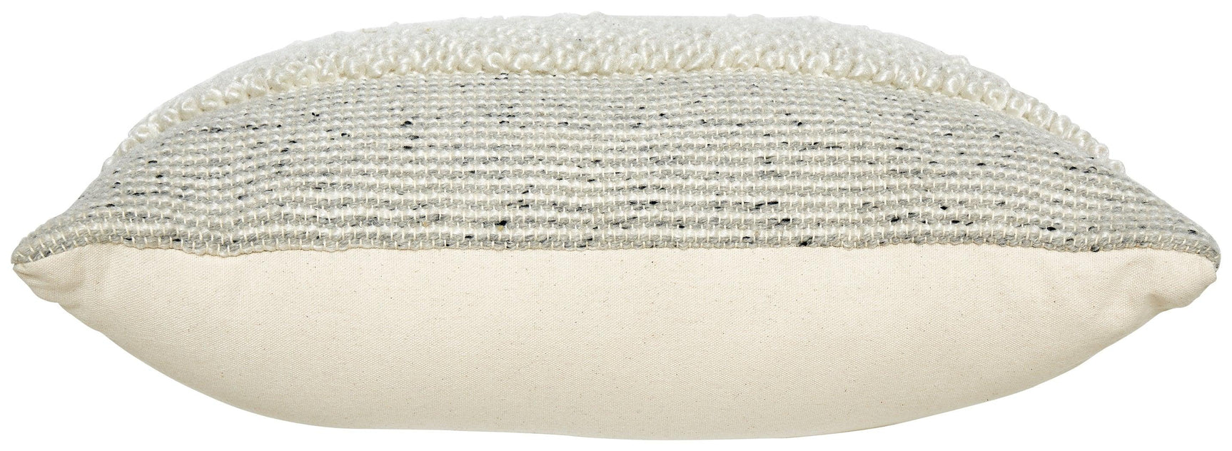 Back view of Rowcher gray and white striped pillow