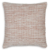 Nashlin white and rust striped throw pillow side view
