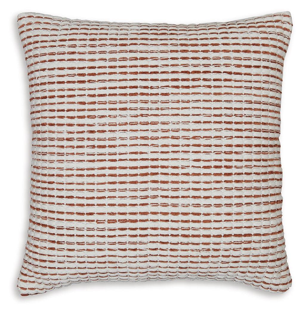 Nashlin white and rust striped throw pillow side view