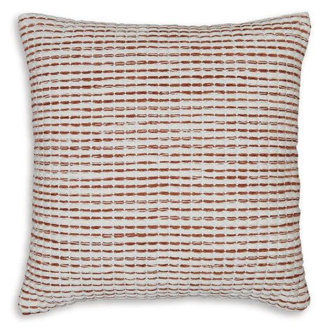 Nashlin white and rust striped throw pillow side view