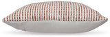 Nashlin white and rust striped throw pillow back view