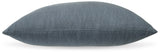 Back view of Thaneville Blue Pillow with zipper closure visible