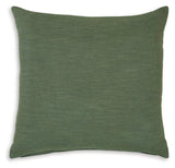 Close-up of fabric swatch highlighting cotton/linen blend in green color