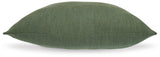 Back view of Thaneville Green Pillow with zipper closure