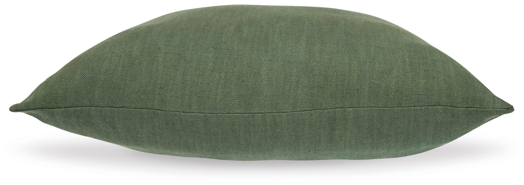Back view of Thaneville Green Pillow with zipper closure