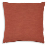 Thaneville rust accent pillow zipper detail