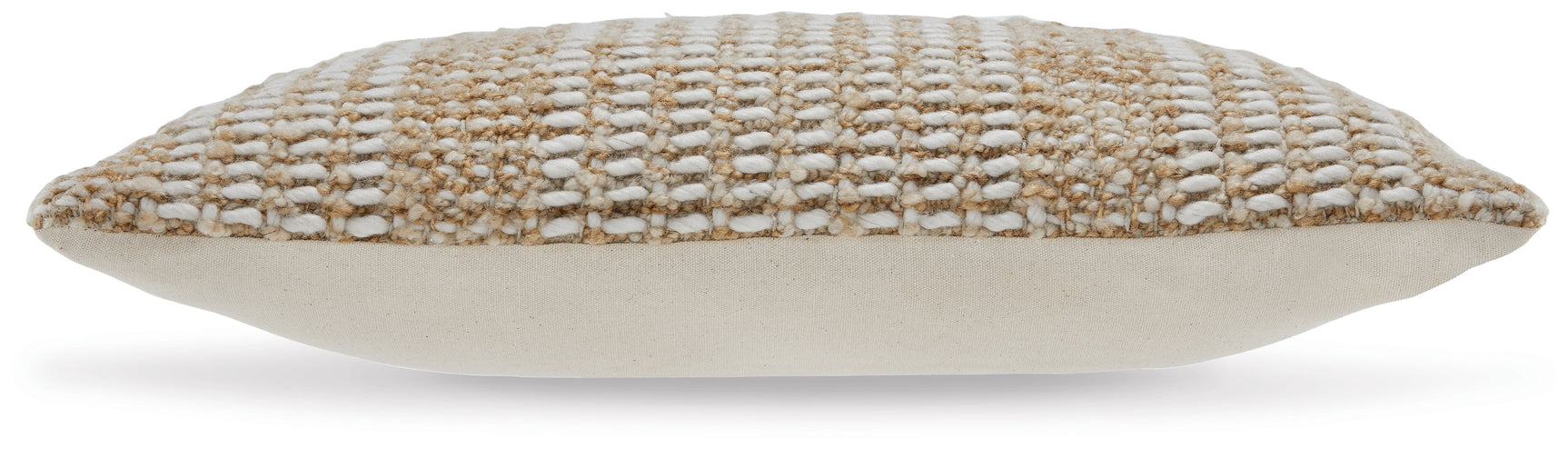 Hathby pillow back view with solid ivory reverse
