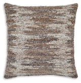 Side view of Nealton Brown White Pillow showing texture and zipper